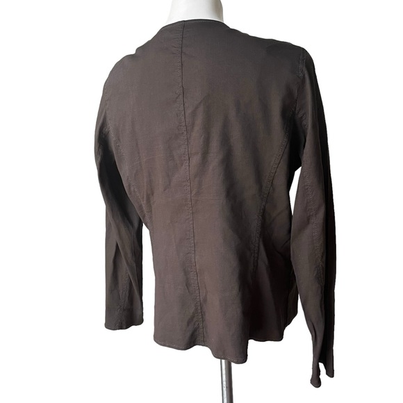 Eileen Fischer Open Front Linen Blend Brown Jacket - Picture 8 of 14
